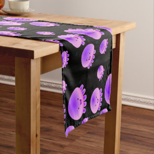 Cute pink purple jellyfish kawaii cartoon short table runner