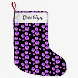 Cute pink purple jellyfish kawaii cartoon small christmas stocking