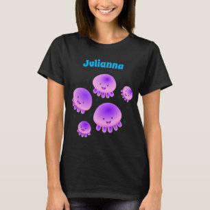 Cute pink purple jellyfish kawaii cartoon T-Shirt