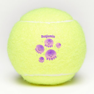 Cute pink purple jellyfish kawaii cartoon tennis balls