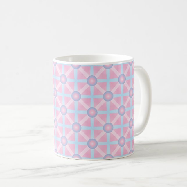 Cute Pink, Purple & Light Blue Pattern Coffee Mug (Front Right)