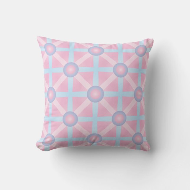 Cute Pink, Purple & Light Blue Pattern Cushion (Front)