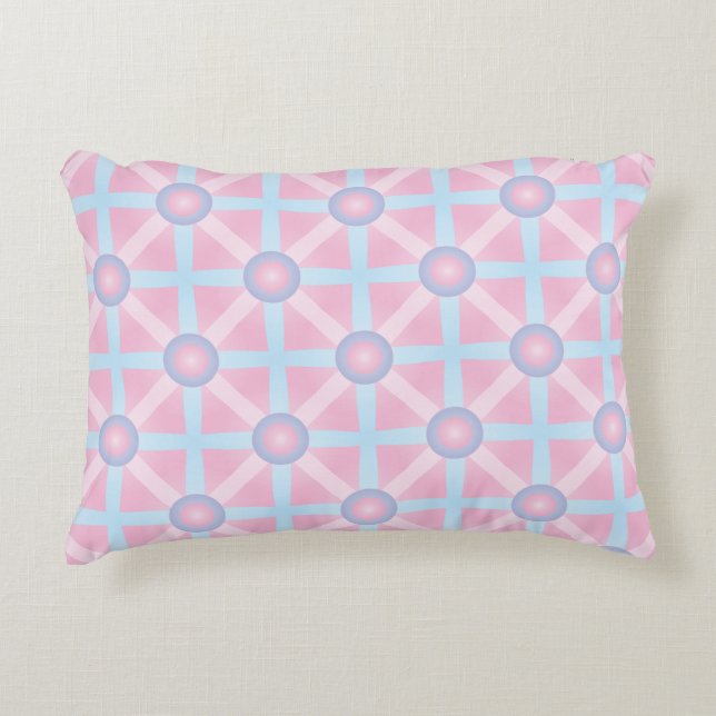Cute Pink, Purple & Light Blue Pattern Decorative Cushion (Front)