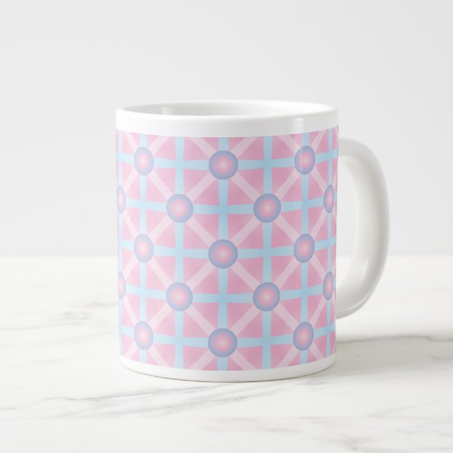 Cute Pink, Purple & Light Blue Pattern Large Coffee Mug (Front Right)