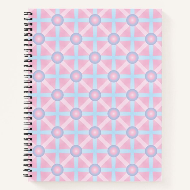 Cute Pink, Purple & Light Blue Pattern Notebook (Front)