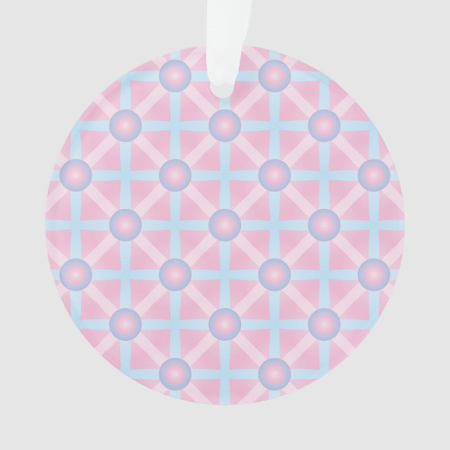 Cute Pink, Purple & Light Blue Pattern Ornament (Front)