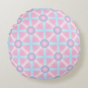 Cute Pink, Purple & Light Blue Pattern Round Cushion