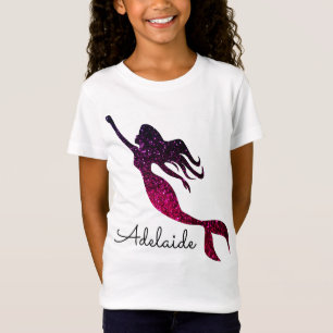 Cute Pink & Purple Mermaid   Personalised Add Name T-Shirt