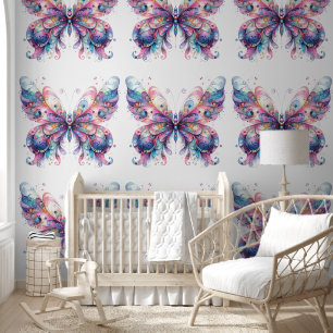 Cute Pink & Purple Pattern Butterflies Wallpaper