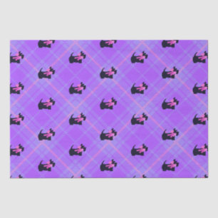 Cute Pink Purple Plaid Scottish Terrier Tissue Paper
