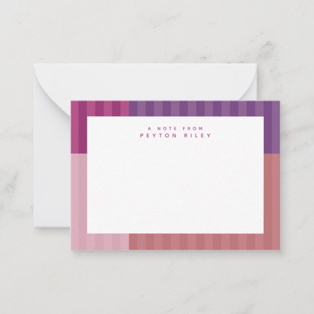 Cute pink purple stripes fun personalised kid's card (Front)