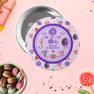 Cute Pink Purple Sweet One Girl's Birthday 7.5 Cm Round Badge
