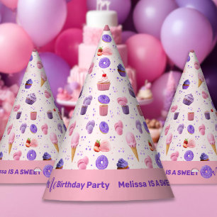 Cute Pink Purple Sweet One Girl's Birthday Party Hat