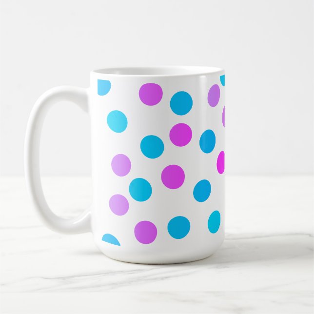 Cute Pink Purple Turquoise Balls Circles Coffee Mug (Left)