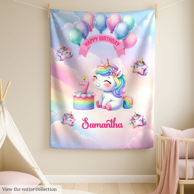 Cute Pink Purple Unicorn Blanket Girl 7th Birthday (Cute Pink Purple Unicorn Blanket Girl 7th Birthday)