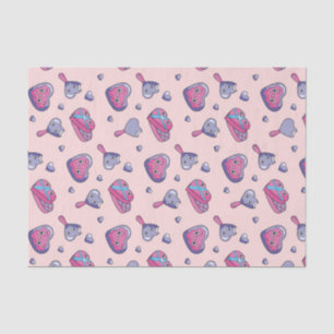 Cute Pink Purple Valentine's Day Doodle Pattern Tissue Paper