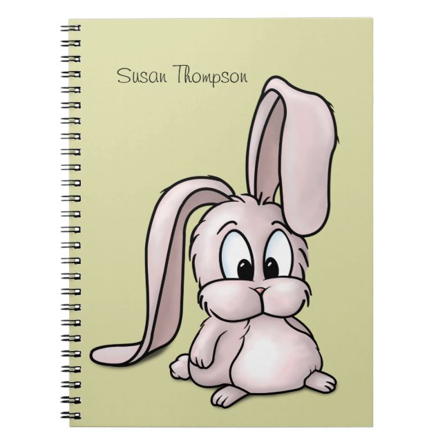Cute Pink Rabbit Cartoon Notebook (Front)