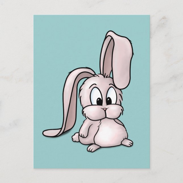 Cute Pink Rabbit Cartoon Postcard (Front)