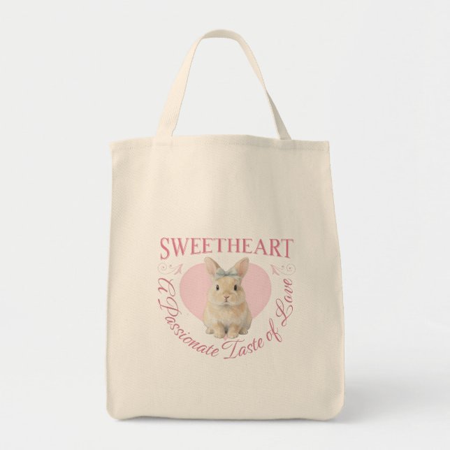 Cute Pink Rabbit Tote Bag (Front)