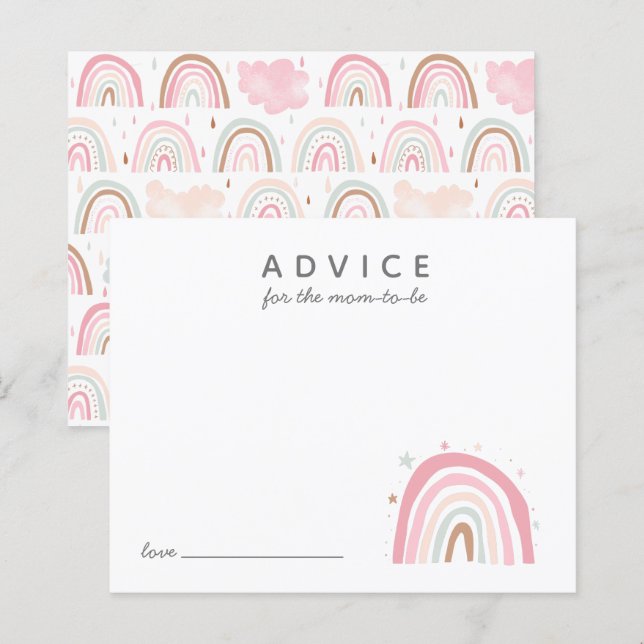 Cute Pink Rainbow Advice for Mummy Card (Front/Back)