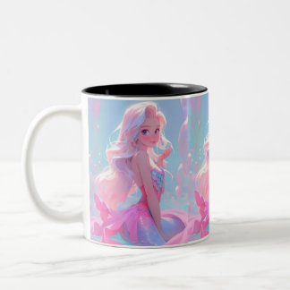 Cute pink rainbow fairy Barbie doll mug