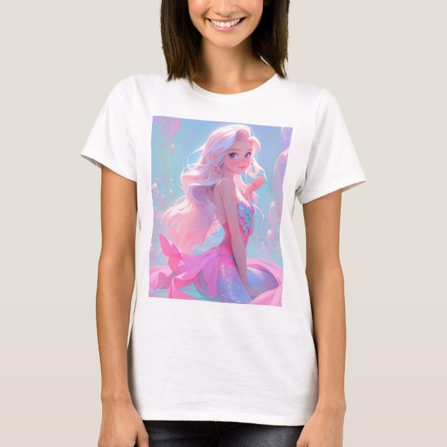 Cute pink rainbow fairy Barbie doll t-shirt design (Front)