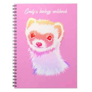 Cute Pink Rainbow Ferret - Girly Animal Illustrati Notebook