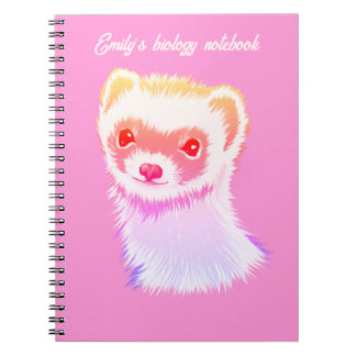 Cute Pink Rainbow Ferret - Girly Animal Illustrati Notebook