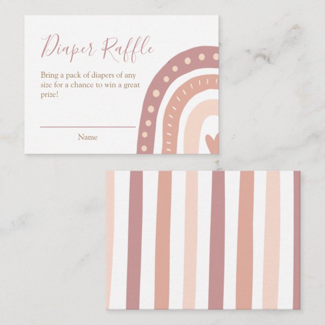 Cute Pink Rainbow Girl Baby Shower Diaper Raffle  Enclosure Card (Front/Back)