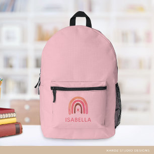 Cute Pink Rainbow Personalized Girl School  Printed Backpack
