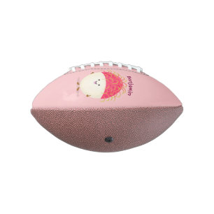 Cute pink rambutan cartoon illustration american football
