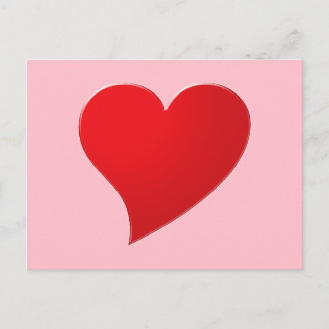 Cute pink red big heart modern girly Valentine’s Postcard (Front)