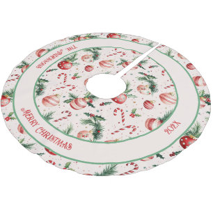 Cute Pink Red Christmas Brushed Polyester Tree Skirt