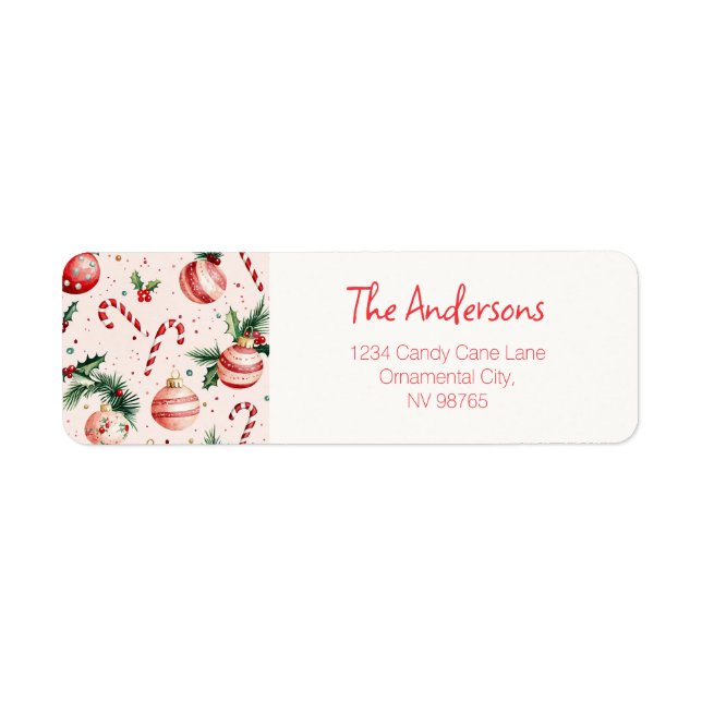 Cute Pink Red Christmas Return Address Label (Front)
