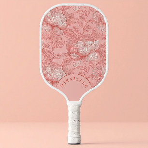 Cute Pink Red Flowers Pretty Floral Pattern Custom Pickleball Paddle