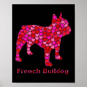 Cute Pink Red Heart Dog Lover Valentines Day Frenc Poster