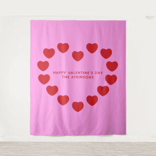 Cute pink red heart Valentine's Day party backdrop Tapestry