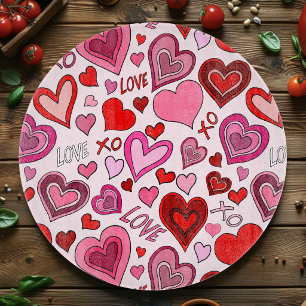 Cute Pink Red Hearts Blush Love Pattern Cutting Board