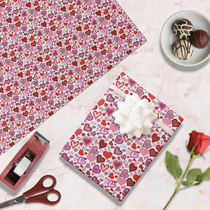 Cute Pink Red Hearts Blush Love Pattern Wrapping Paper