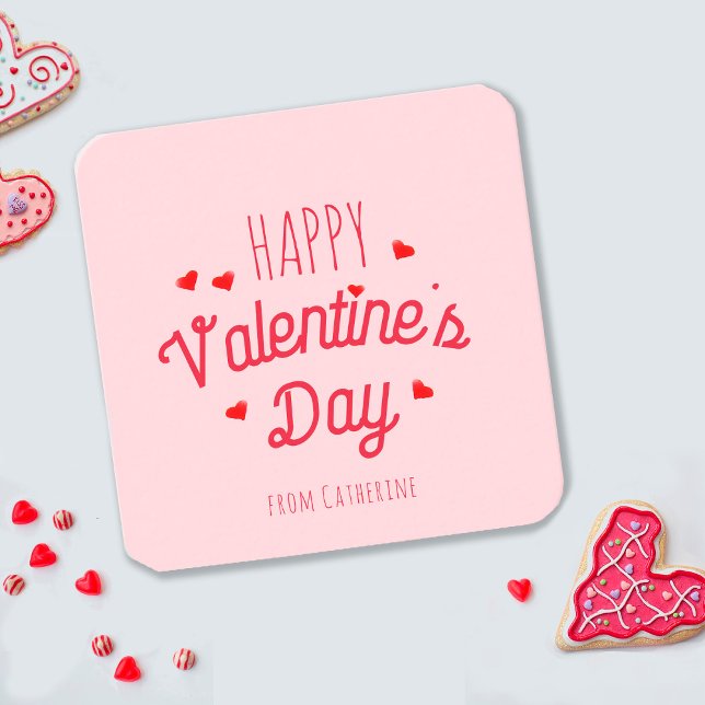 Cute Pink Red Hearts Happy Valentine's day Card (Creator Uploaded)