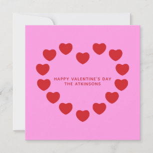 Cute pink red hearts modern custom Valentine's Day Card