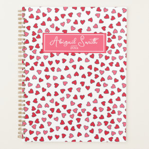 Cute Pink & Red Hearts Pattern Planner