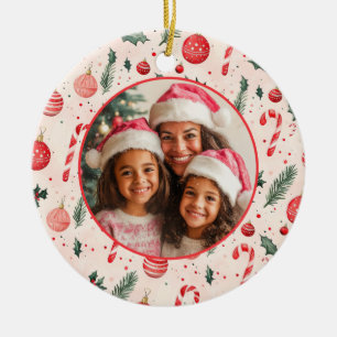 Cute Pink Red Photo Christmas Ornament