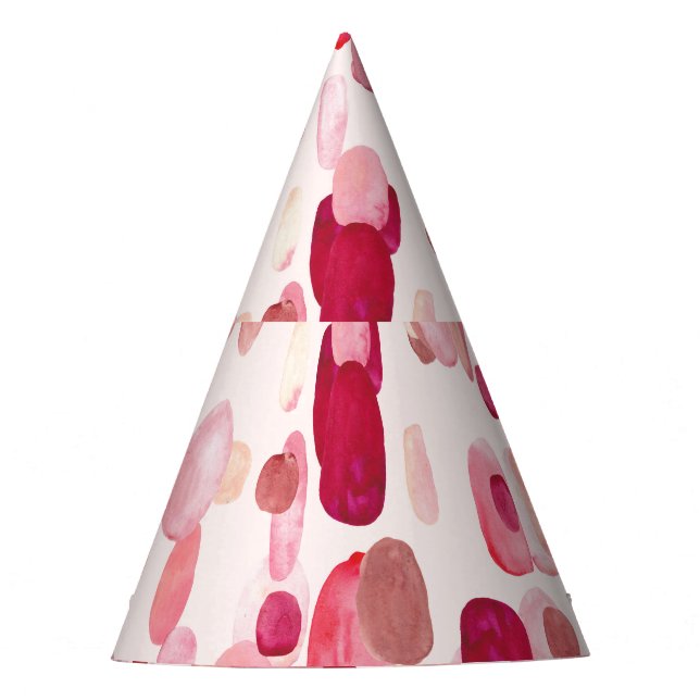 Cute Pink Red Spots Seamless Party Hat (Front)