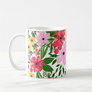 Cute Pink Red Spring Floral Hand Paint Design Coffee Mug