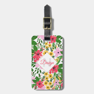 Cute Pink Red Spring Floral Hand Paint Design Luggage Tag