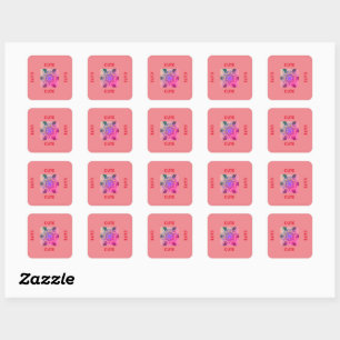 cute PINK _RED Square Sticker