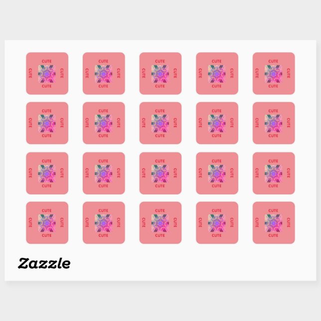 cute PINK _RED  Square Sticker (Sheet)