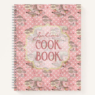 Cute Pink Retro Cook Book Personalised