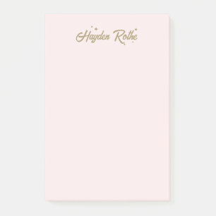 Cute Pink Retro Font and Stars Post-it Notes